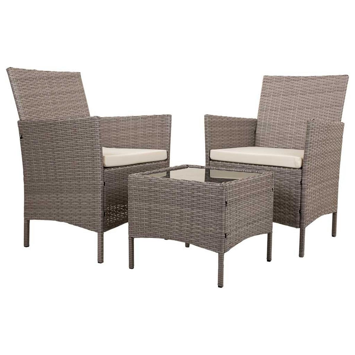 GARTENLOUNGE, 3er-Set - Grau, Naturmaterialien - Wanderlust