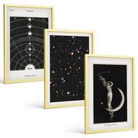 BILDER SET 3er Set - 40x60 cm Goldrahmen - Nachtdarstellung des Sonnensystems - Goldfarben, Kunststoff (40/60cm) - TULUP