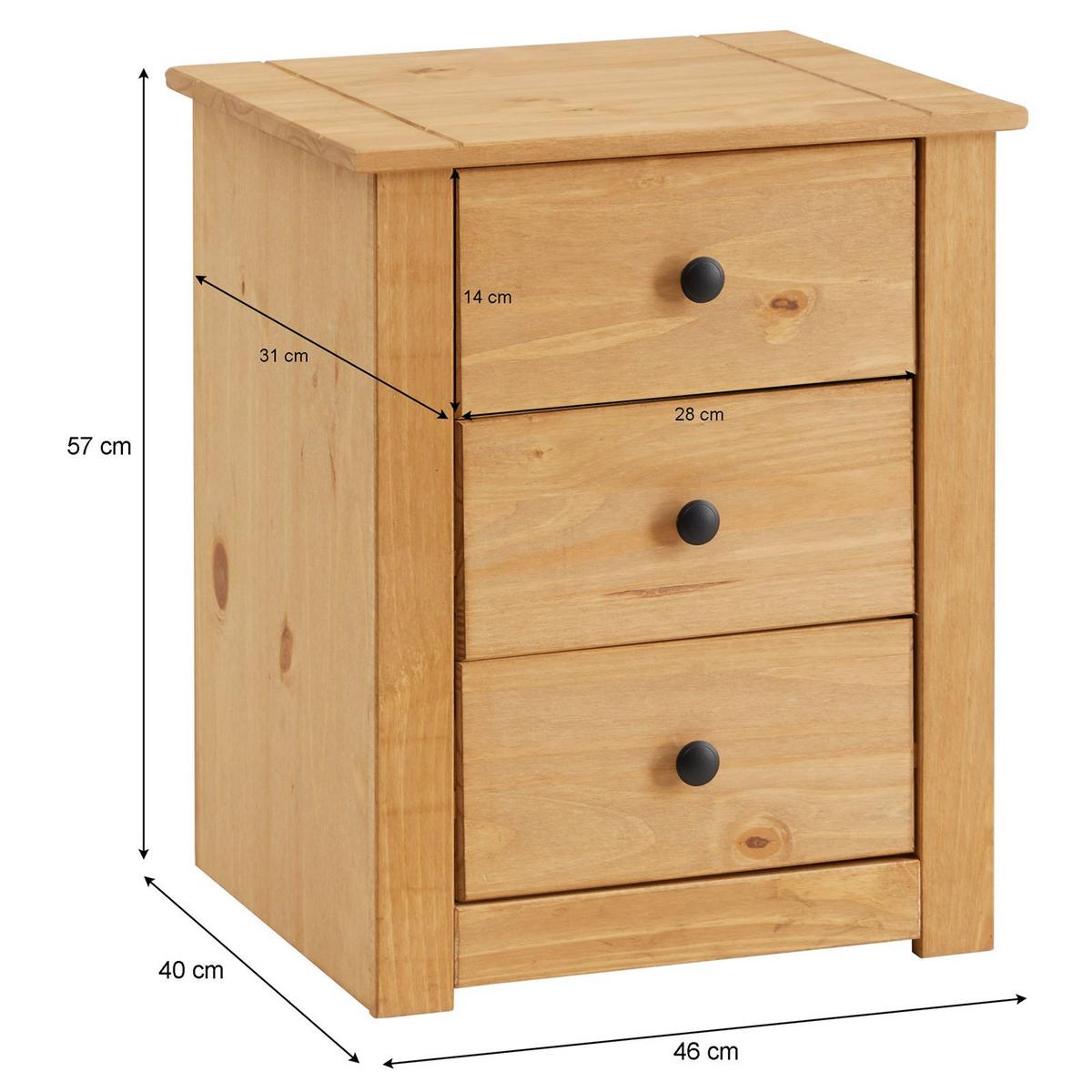 NACHTKOMMODE CANCUN - Kieferfarben, Holz (46/57/40cm) - CARO-Möbel