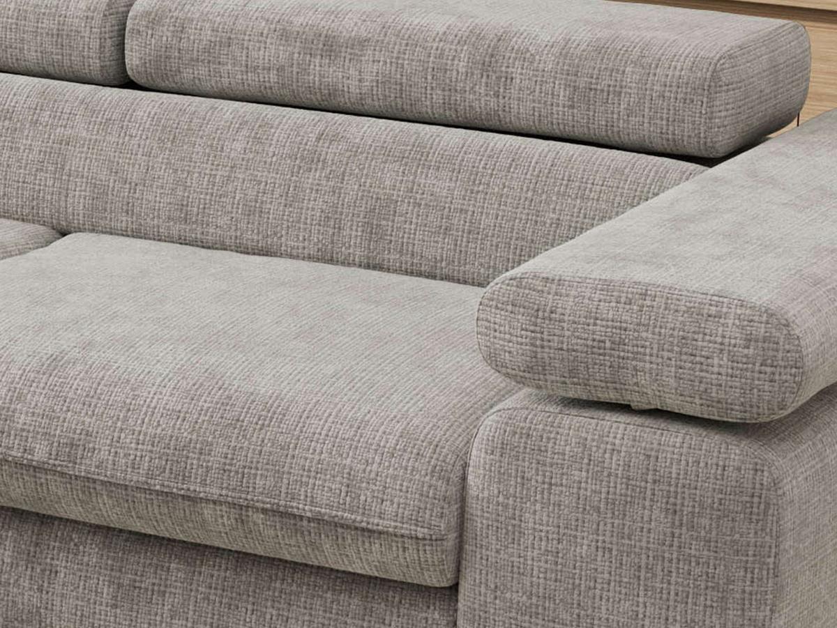 ECKSOFA PABLO L Hellgrau Schenille grob gewebt - Links Seite mit T25 Topper - Hellgrau/Schwarz, Textil/Metall (208/273cm) - MKS