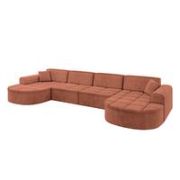 WOHNLANDSCHAFT TARO-U2 - 388x171x79,5 cm Apricot - Koralle, Holzwerkstoff/Textil (388/79.5/171cm) - ALTDECOR