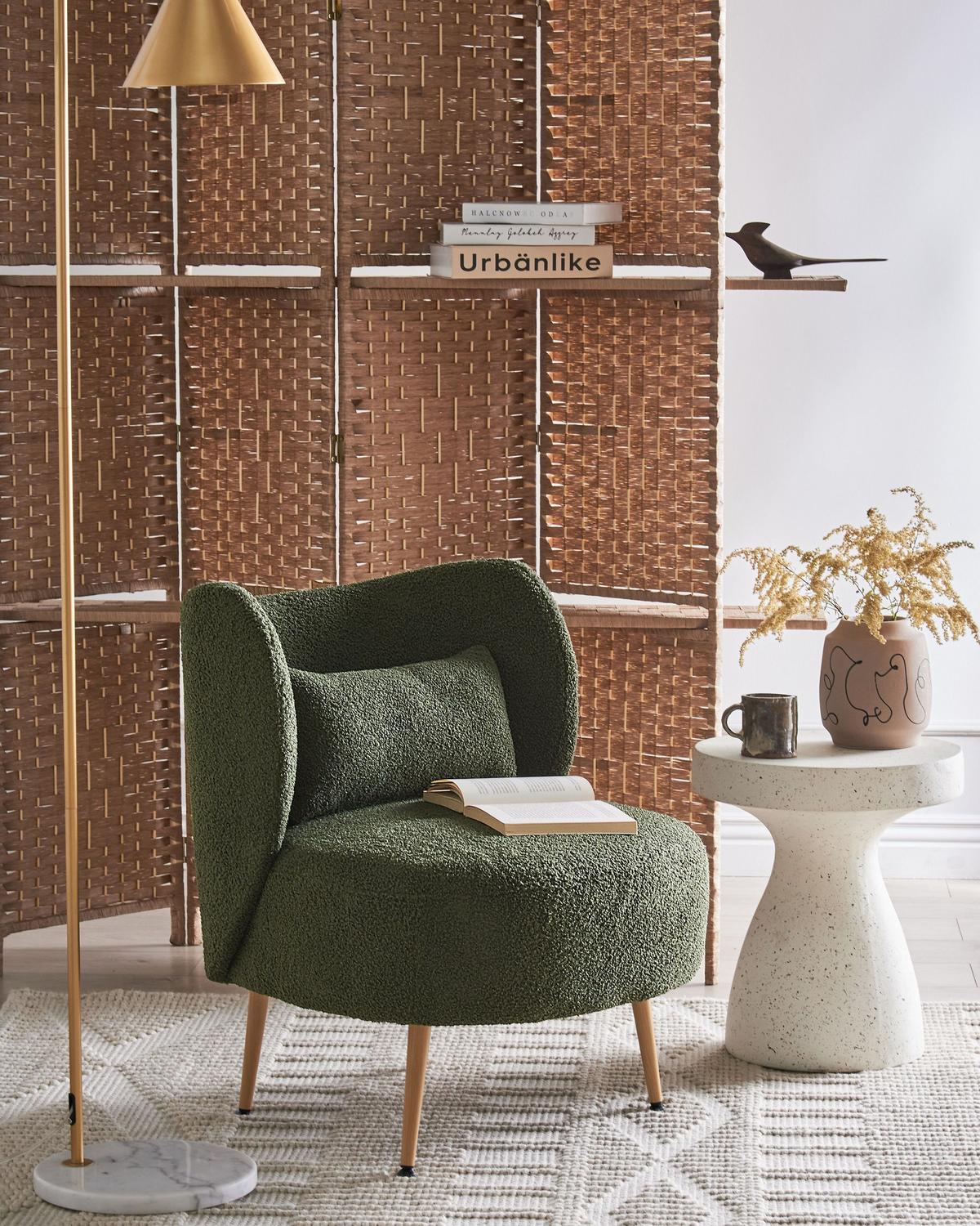 SESSEL Dunkelgrün Otsby II - Dunkelgrün/Braun, Textil (60/76/55cm) - Beliani