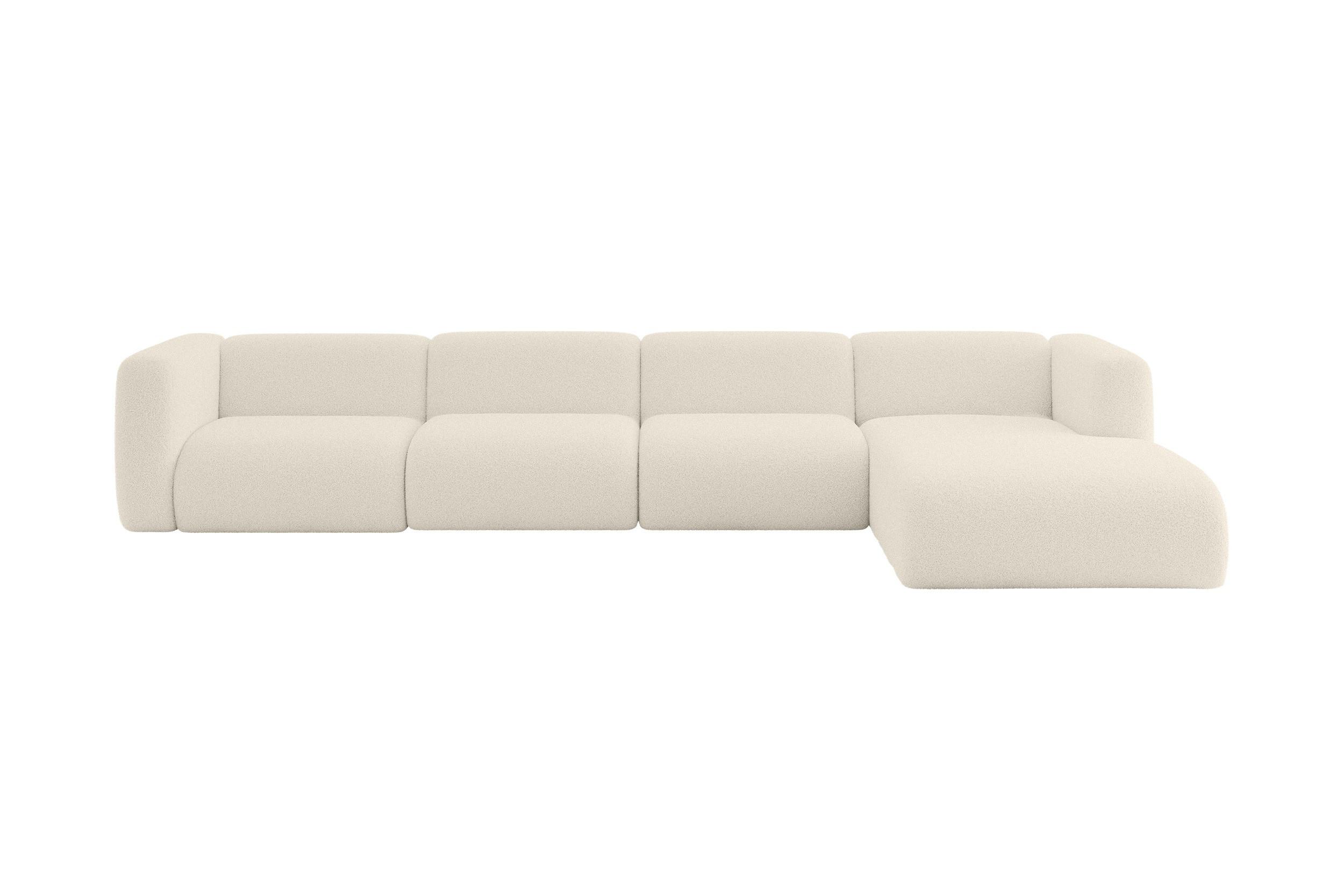 ECKSOFA Ottomane Rechts MIRA-L3 409x179x70 Beige Bouclé - Kaschmir/Beige, Holzwerkstoff/Kunststoff (409/179cm) - ALTDECOR