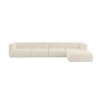 ECKSOFA Ottomane Rechts MIRA-L3 409x179x70 Beige Bouclé - Kaschmir/Beige, Holzwerkstoff/Kunststoff (409/179cm) - ALTDECOR