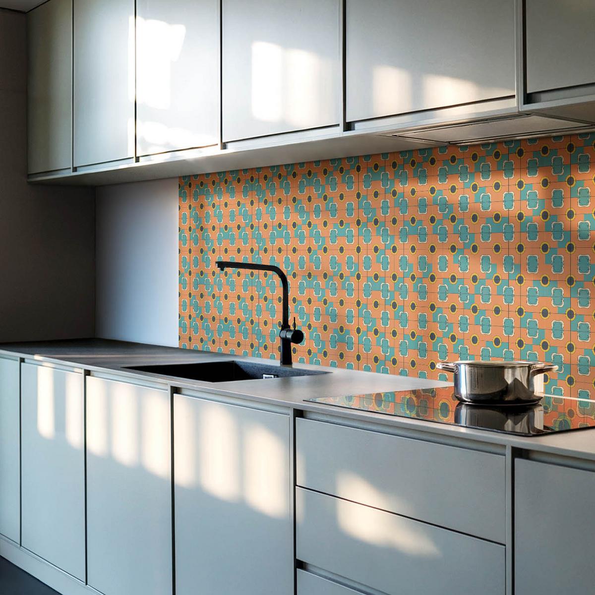 WANDPANEEL 6x 60x30 cm selbstklebend Retrovia - Dunkelorange, Kunststoff (30/1.6/60cm) - Wallfluent