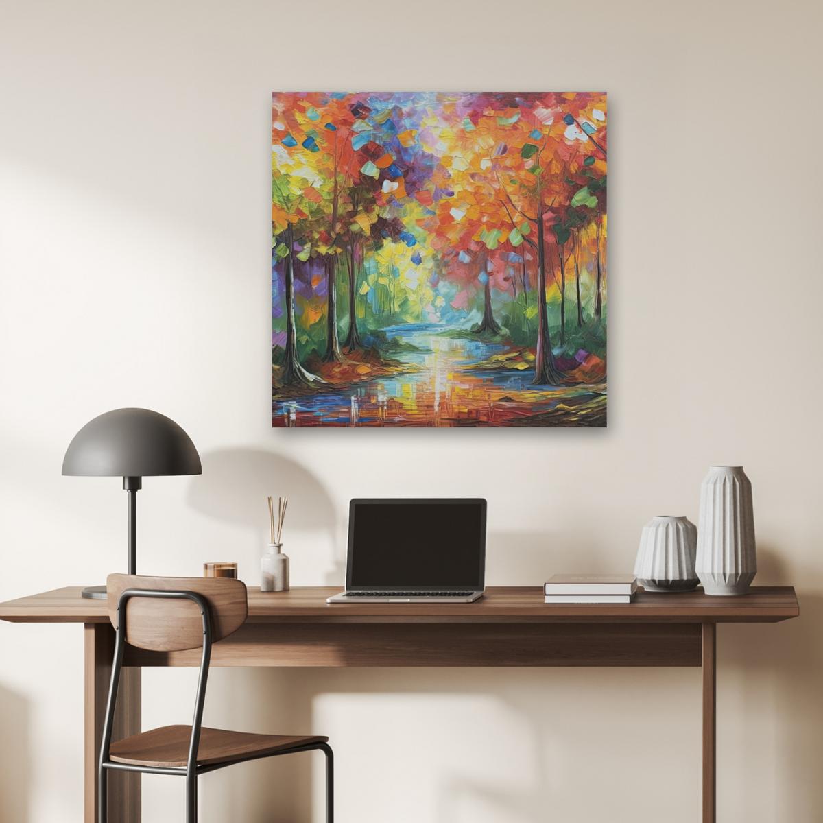 AKUSTIKBILD Landschaft - Wald - Farben - Natur Akustikpaneele 80x80 cm - Multicolor, Kunststoff (80/80/0.9cm) - MuchoWow