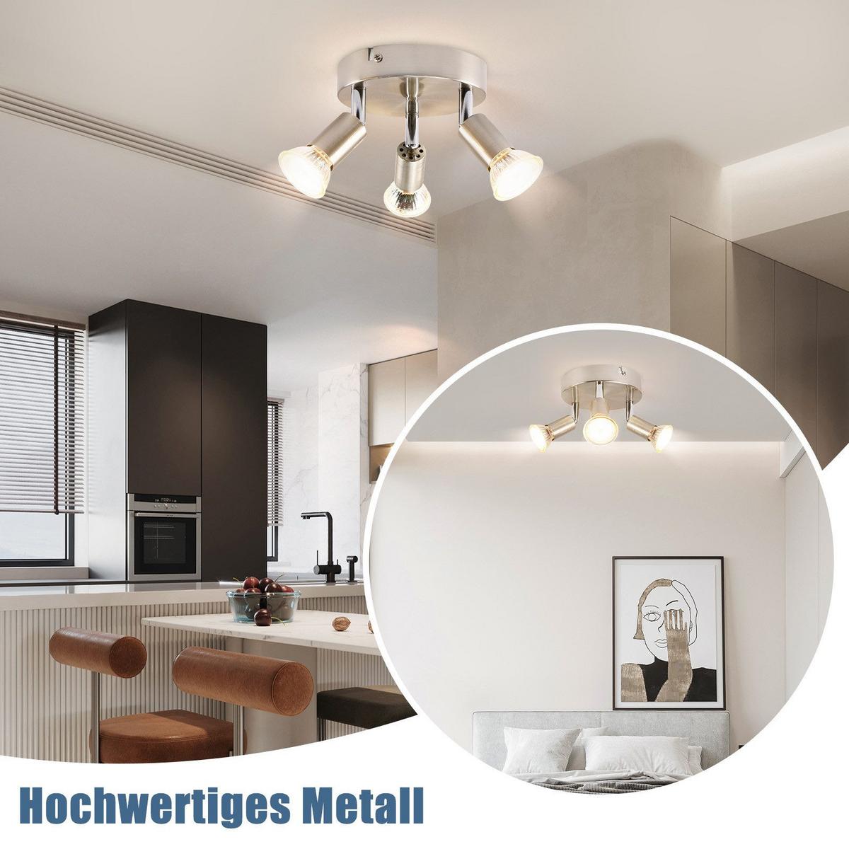 DECKENSTRAHLER Hannah 3-flammig 14/14/11 cm - Silberfarben, Metall (14/14/11cm) - Nettlife