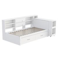 SCHLAFSOFA Multifunktionsbett 90x200 mit ausziehbarem Schreibtisch - Weiß, Holzwerkstoff (90/200cm) - Urban Meuble