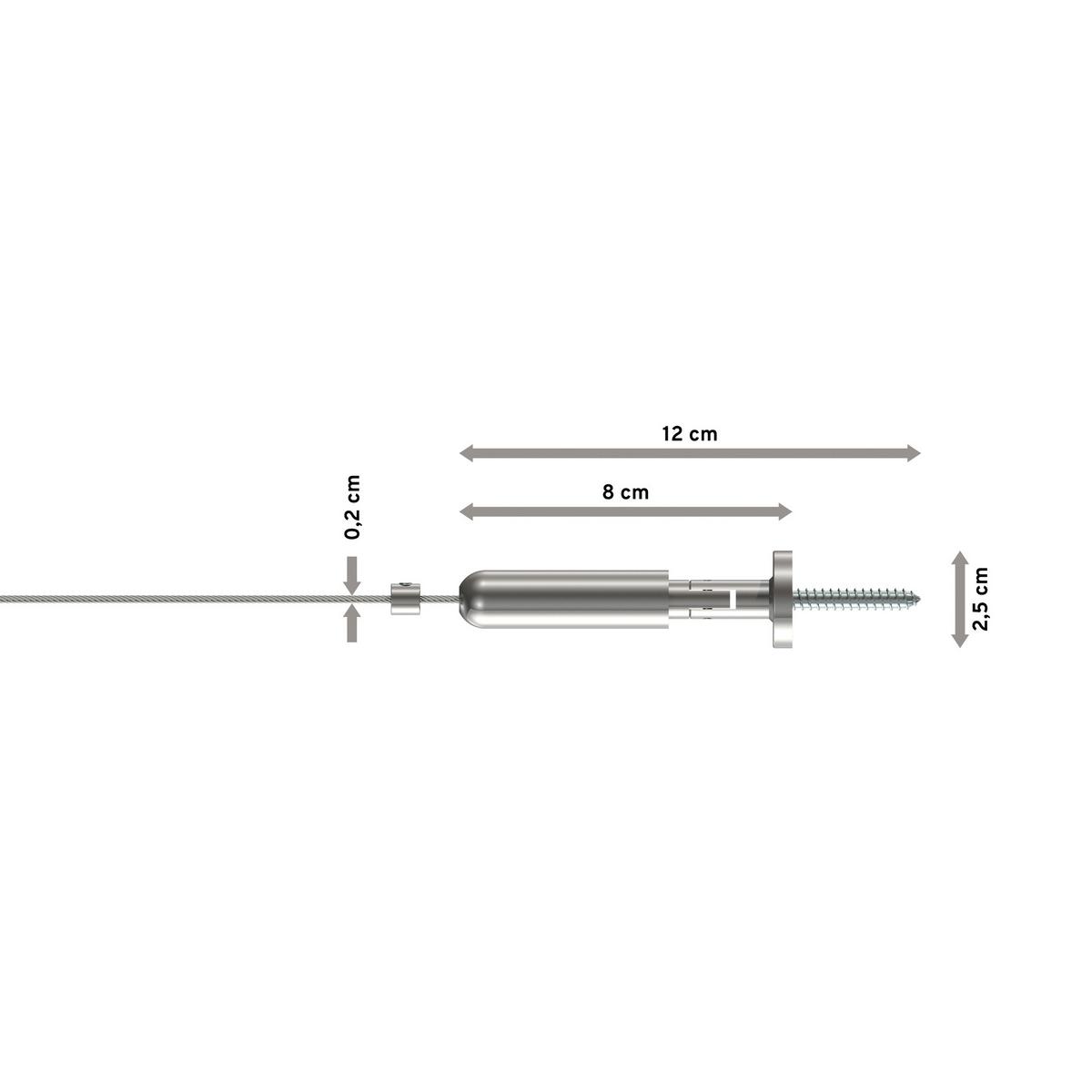SEILSPANNGARNITUR / SEILSPANNER SET Davis 500 cm Seil, Vernickelt - Silberfarben, Metall (2.5/2.5/5cm) - INTERDECO