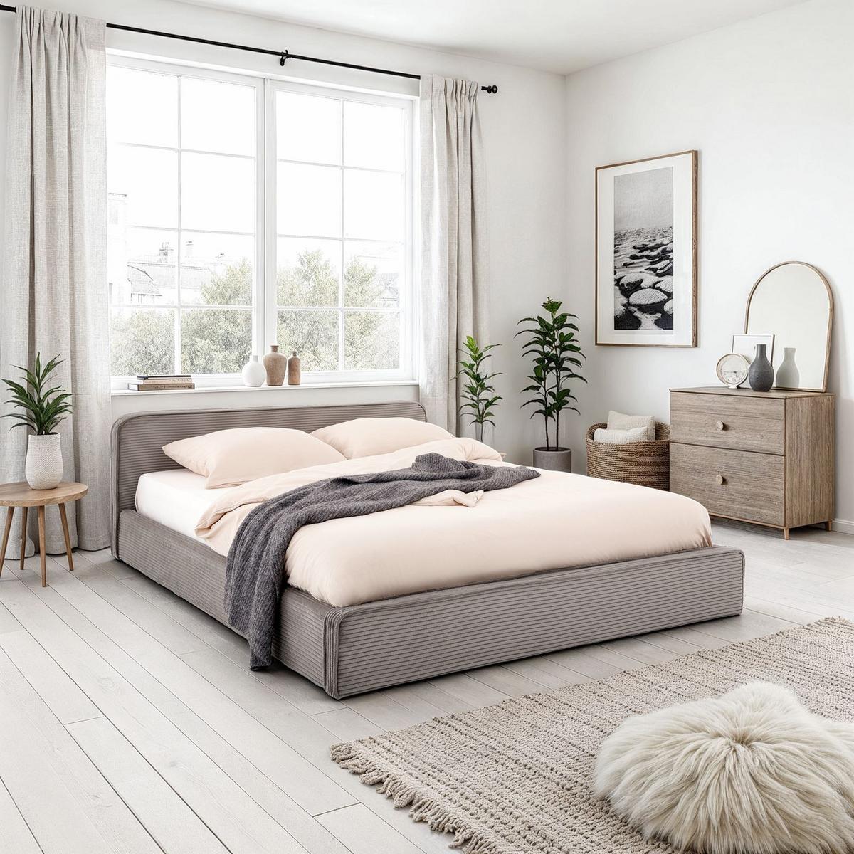 POLSTERBETT CURSIO 140X200 CM - Grau, Textil (140/200cm) - IDIMEX