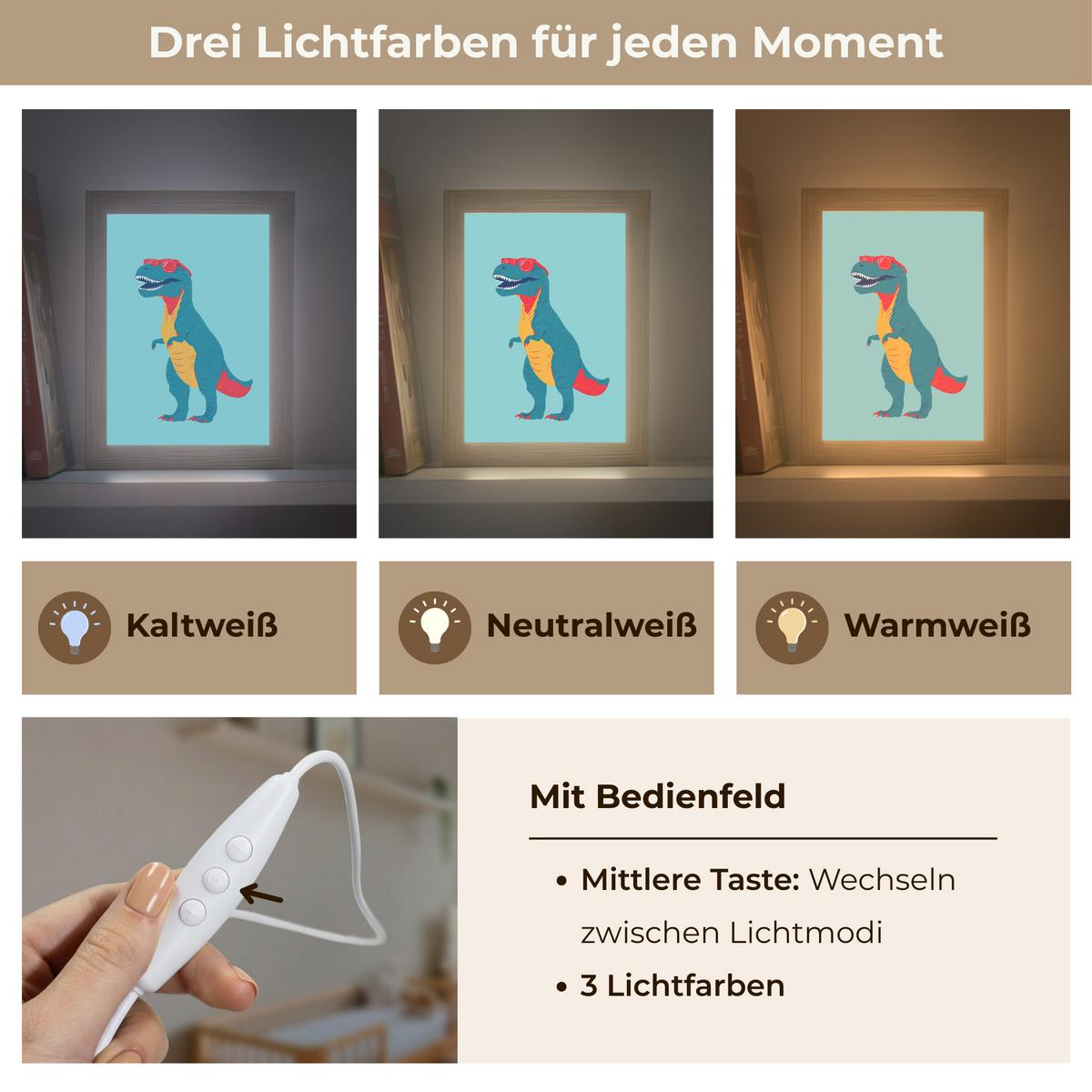 NACHTTISCHLAMPE Dinosaurier - Blau - Sonnenbrille 15x20 cm - Hellblau, Holzwerkstoff (8/15/20cm) - OnlyWow