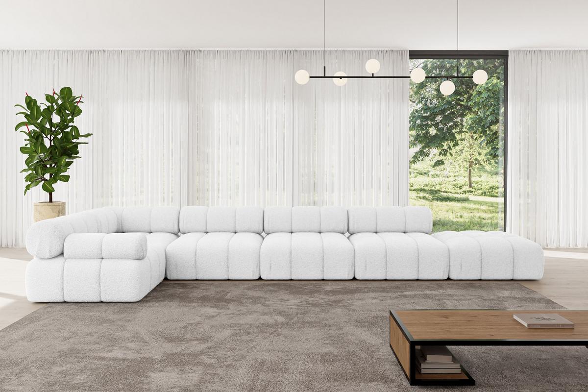 ECKSOFA modulares Sofa Felto-L3 - 475x190x70 cm Weiß Bouclé - Weiß, Holzwerkstoff/Textil (475/190cm) - ALTDECOR