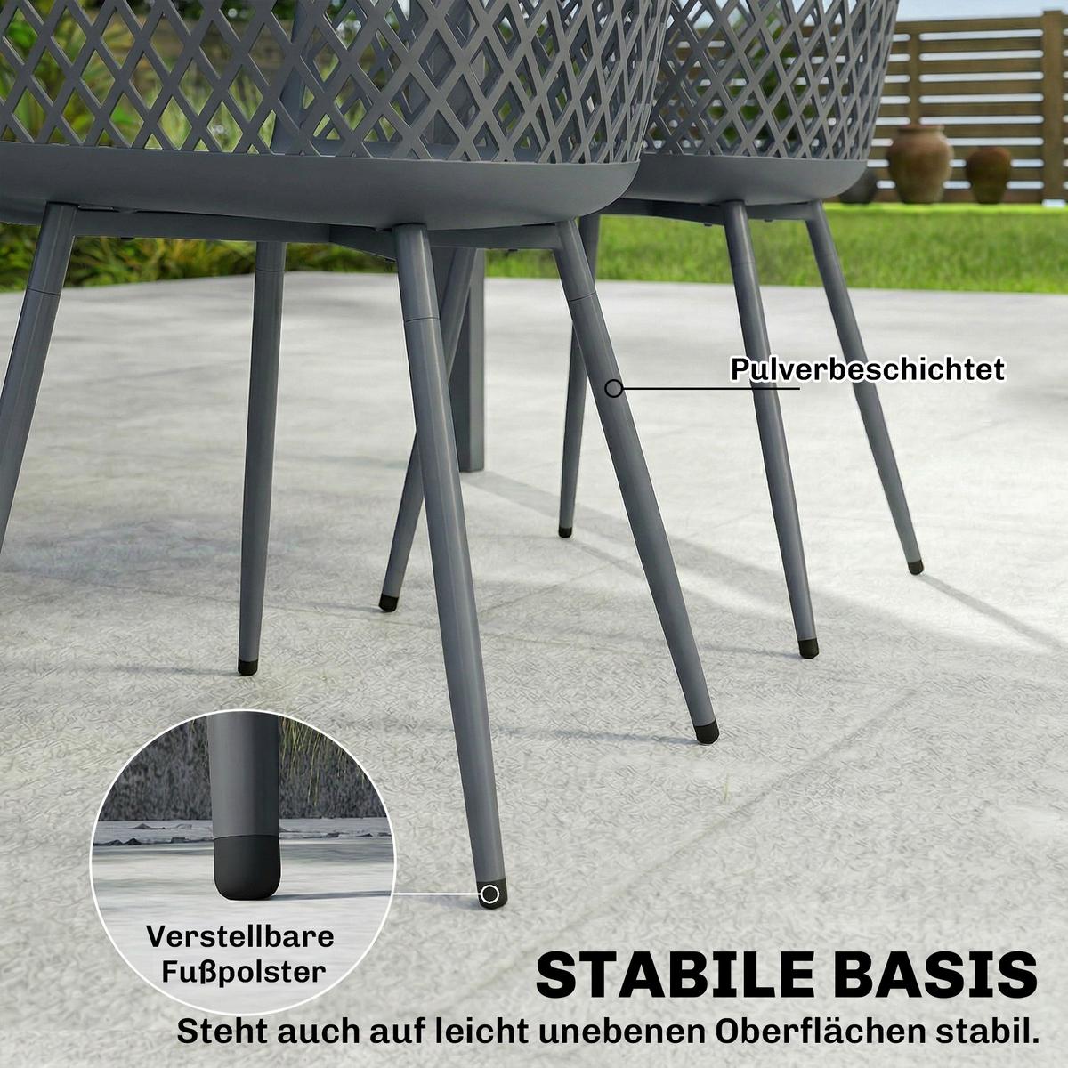GARTENSTÜHLE 4er Set Metall Kunststoff Dunkelgrau - Dunkelgrau, Kunststoff/Metall (51/84/56cm) - Outsunny