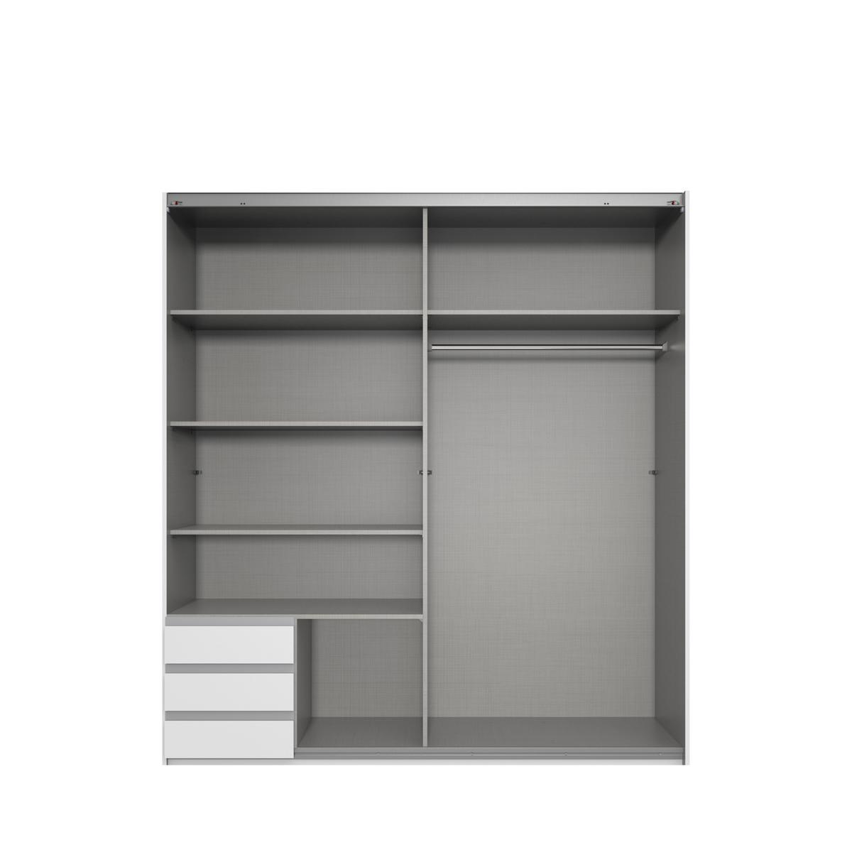 SCHWEBETÜRENSCHRANK 2-türig B179/H198/T65 cm, Kleiderschrank in Eiche Dekor, 1x Tür & sichtbare Schubkästen in Grafit / 22692 - Eichefarben/Graphitfarben, Holz/Holzwerkstoff (179/198/65cm) - luma-home