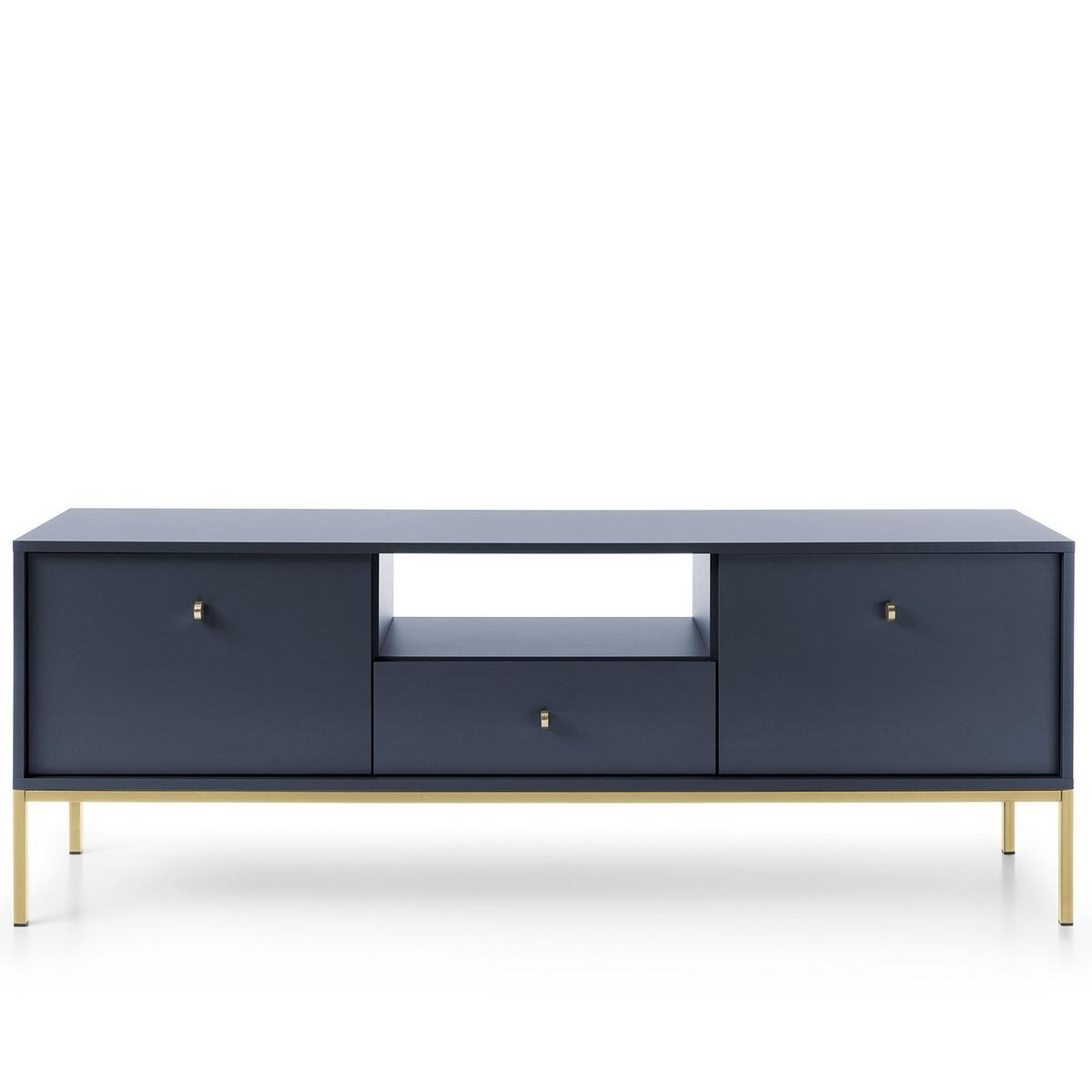 LOWBOARD MONDO 153,4x39x56,2 cm mit 1 Schubladen und 2 Türen Blau - Blau/Goldfarben, Holzwerkstoff (153.4/56.2/39cm) - MASSENO