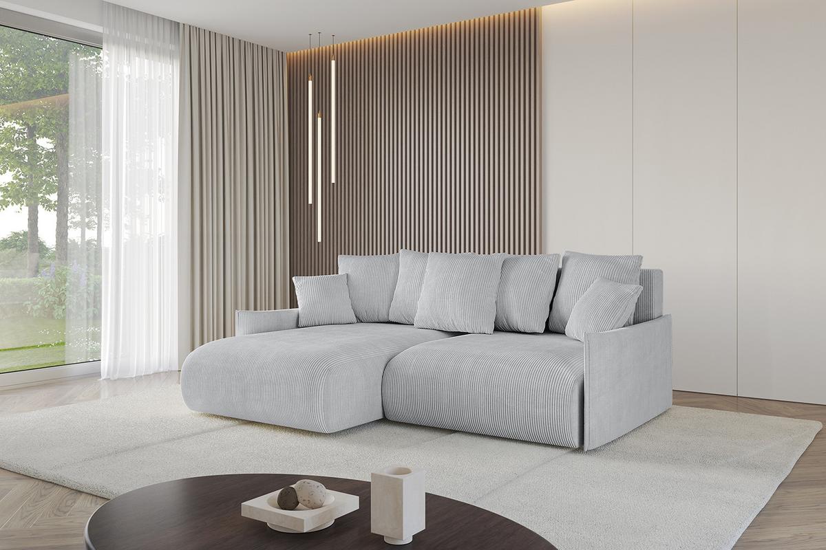 ECKSOFA Ottomane links ONESK-L -v1 216x177x72 Grau Cord - Grau, Holzwerkstoff/Kunststoff (216/177cm) - ALTDECOR