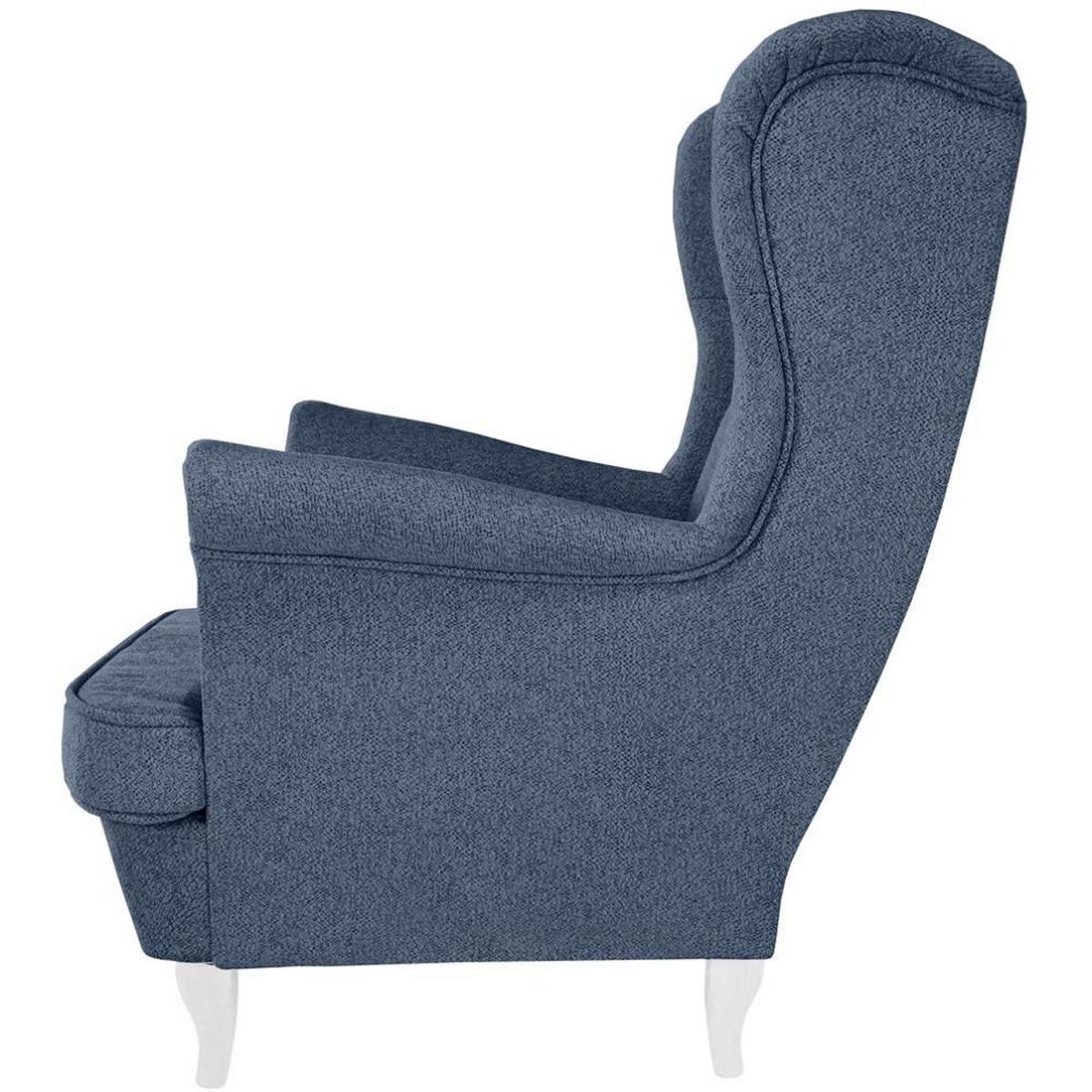 CHESTERFIELD-SESSEL Falco dunkelblau mit Weiß Holzbeinen - Dunkelblau/Weiß, Holz/Textil (82/102/92cm) - Beautysofa