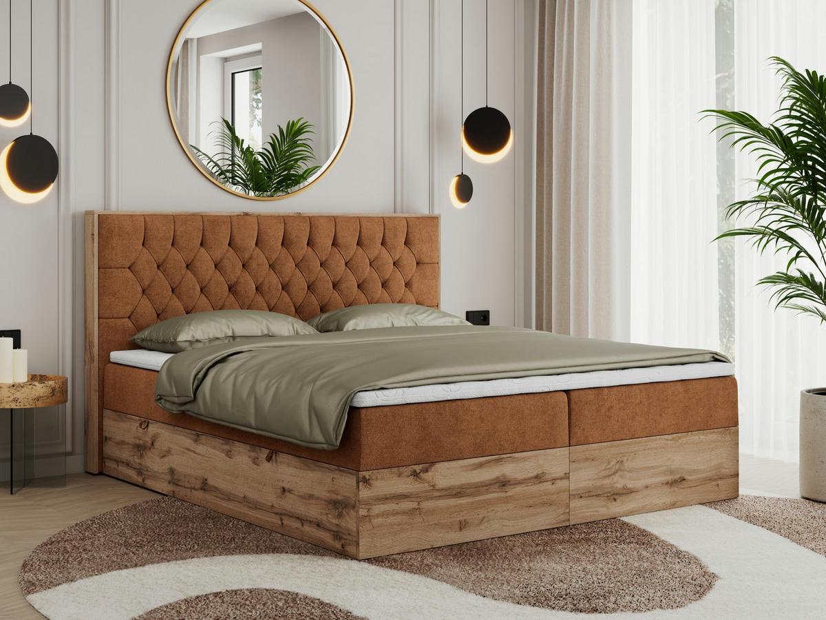 BOXBETT AMORE 140/200 Orange Struktur - H4 - Orange, Holz/Textil (140/200cm) - MKS