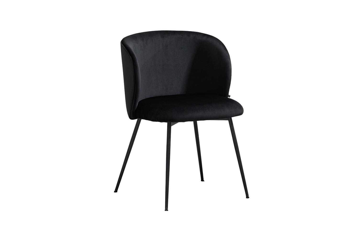 ESSZIMMERSTUHL LENA Schwarz Velvet (1er-Set) - Schwarz, Textil (54/78/53cm) - KAWOLA
