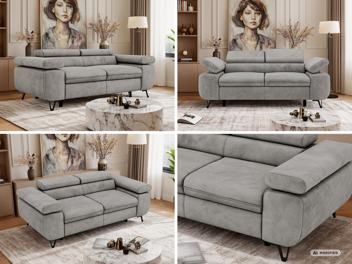 2-SITZER SOFA PETER - Hellgrau Velvet - Silberfarben/Hellgrau, Textil/Metall (200/76/99cm) - MKS