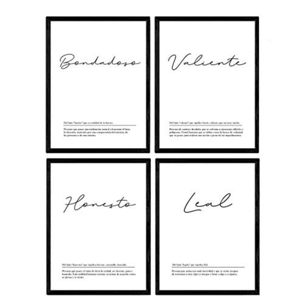 POSTER Set mit 4 WörterDefinitionen A4 Rahmenlos - Klar, Papier (29.7/3cm) - Nacnic