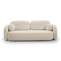 BETTSOFA AMICO Ecru Bucle-Stoff mit Schlaffunktion - Ecru, Holz (238/86.5/101cm) - MASSENO