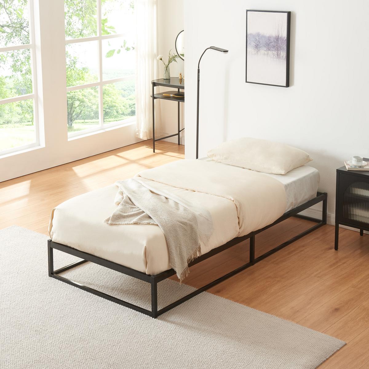 METALLBETT Trerunta - Schwarz, Metall (90/200cm) - [en.casa]