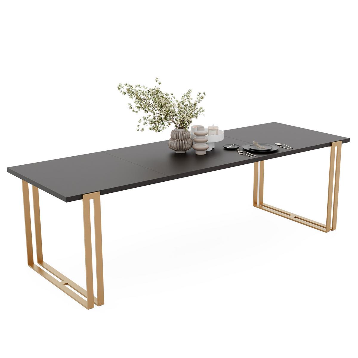 TISCH ausziehbar aus MDF, Schwarz - Goldfarben/Schwarz, Holzwerkstoff (140/80/76cm) - Idohome