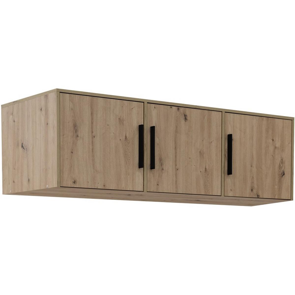 DREHTÜRENSCHRANK Kavo mit Aufsatz, Spiegel und 3 Türen, eiche Artisan - Schwarz/Eiche Artisan, Holzwerkstoff (150/245/58cm) - Beautysofa