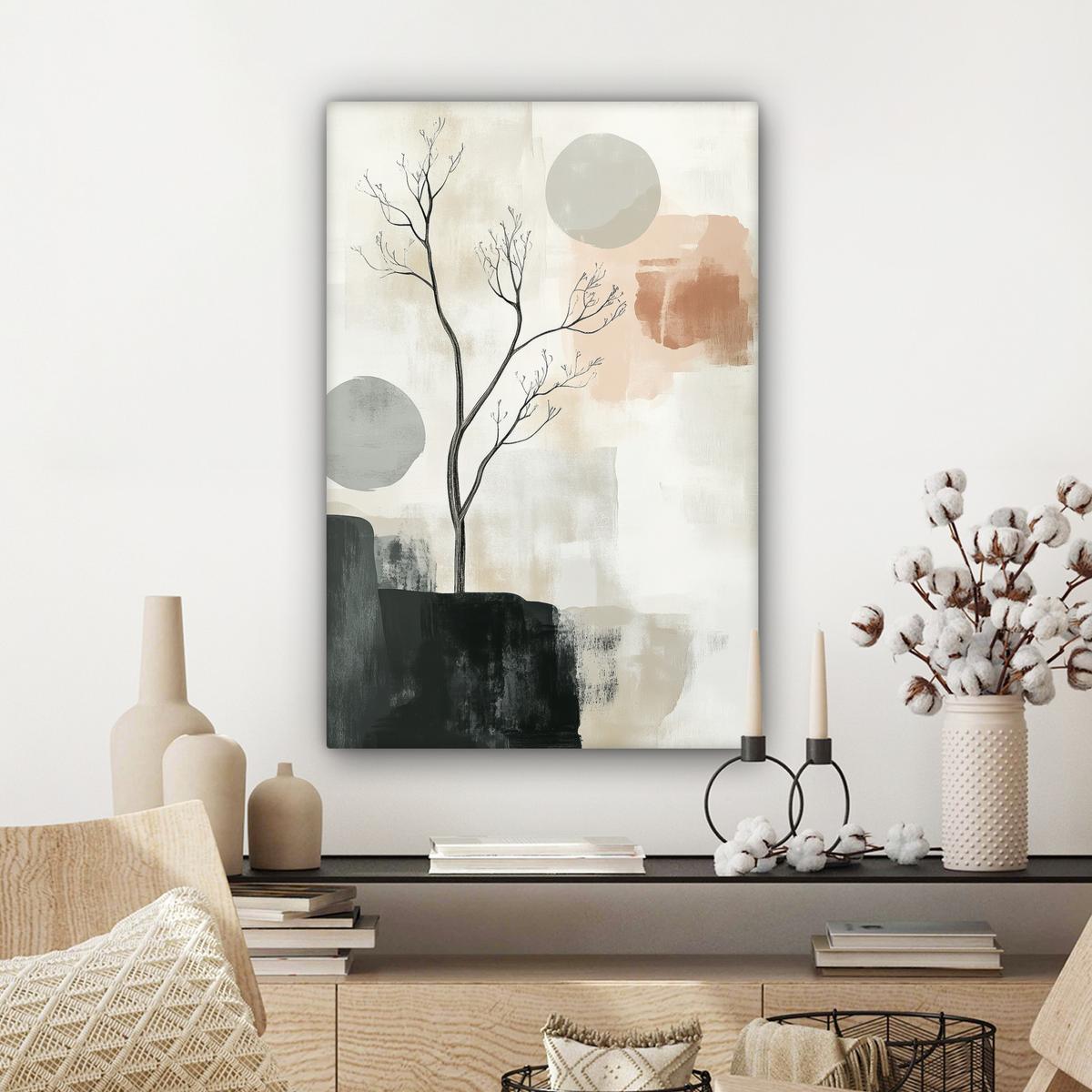 LEINWANDBILD Wabi sabi - Beige - Pflanze Wanddeko 40x60 cm - Sandfarben, Textil (40/60cm) - MuchoWow