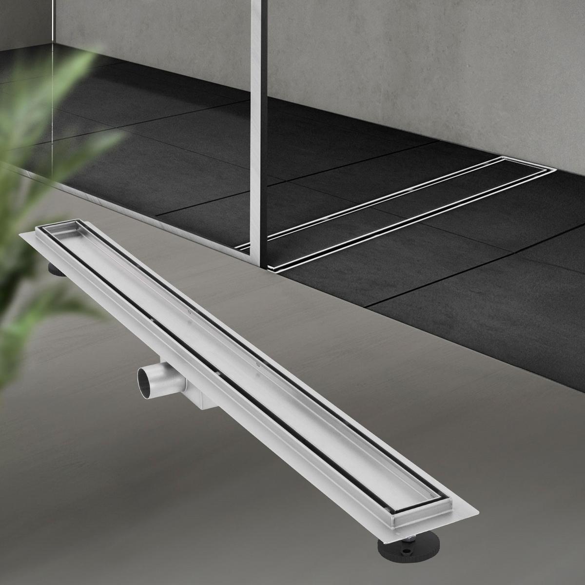 DUSCHRINNE 90cm - Silberfarben, Metall (13.9/7.8/94cm) - LuxeBath