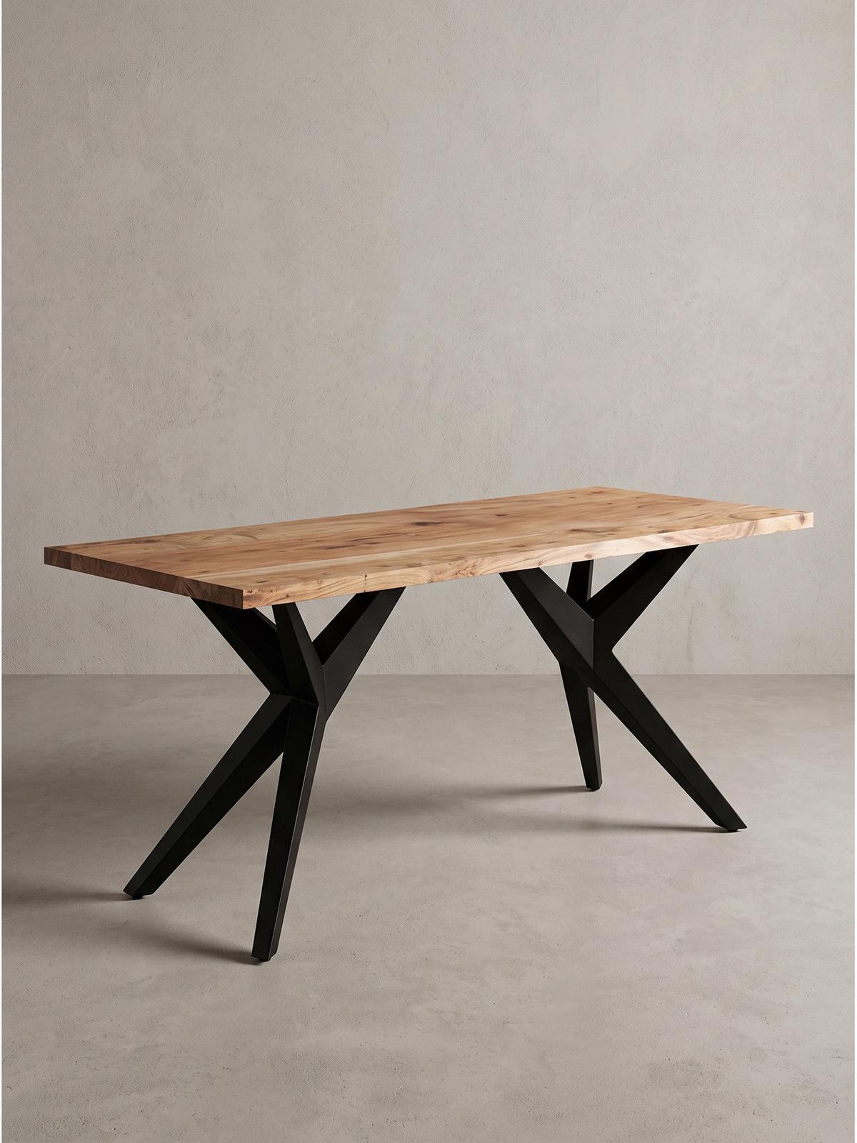 SCHREIBTISCH BLAVET, Akazie Massivholz, Akazie-Schwarz, 200 x 100 x 76 cm - Schwarz/Akaziefarben, Holz/Metall (100/200/76cm) - KADIMA DESIGN
