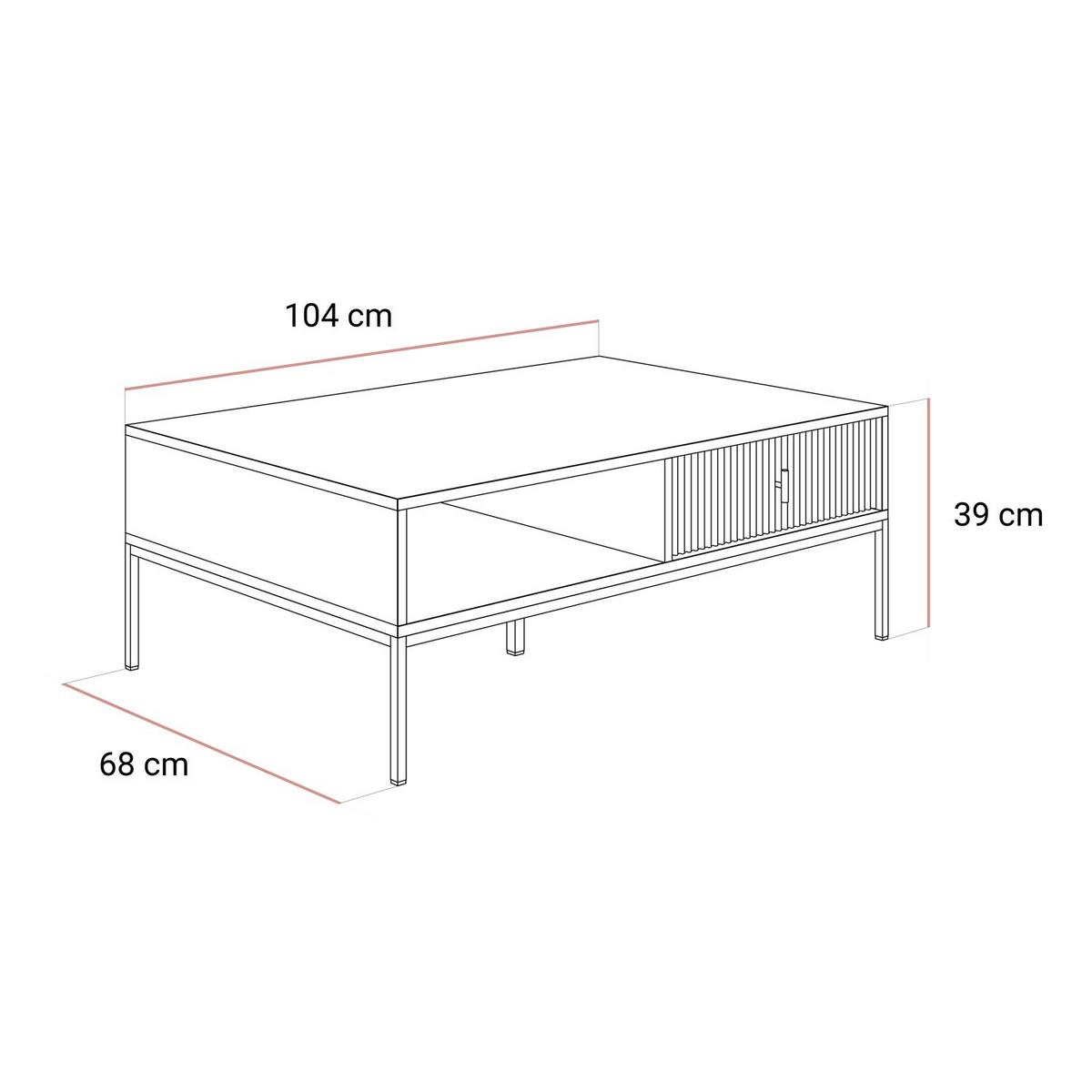 COUCHTISCH MIDNIGHT mit Schublade auf Gestell grün - Schwarz/Grün, Holzwerkstoff (68/104/39cm) - Lookway