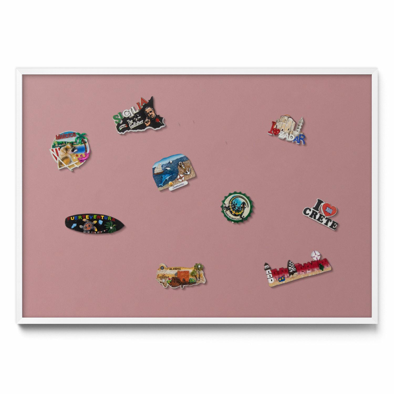 MAGNETTAFEL 100x70 cm Weißer Rahmen Pastellrosa - Rostfarben, Metall (100/70/0.4cm) - TULUP