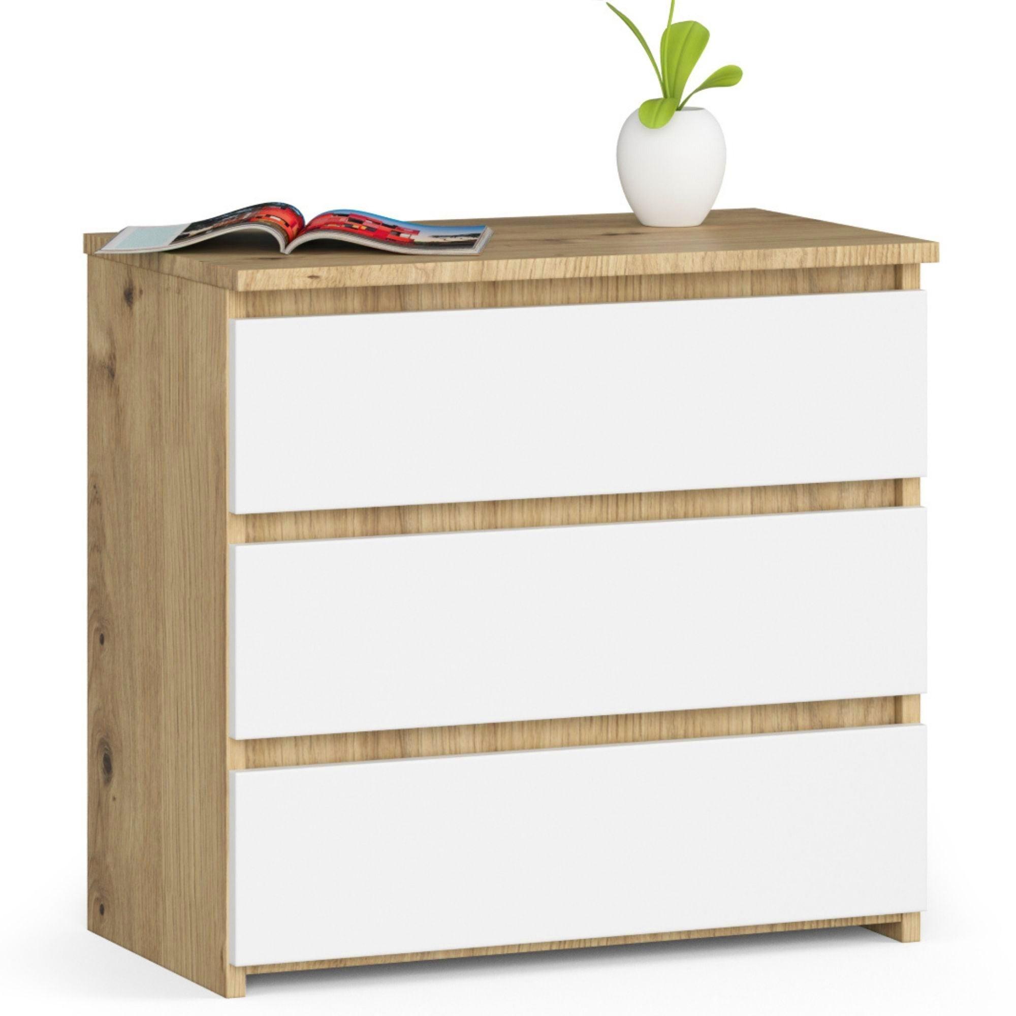 KOMMODE Eiche Artisan, Weiß 57/60/35 - Eiche Artisan/Weiß, Holzwerkstoff (60/57/35cm) - RAUMHIRSCH FURNITURE