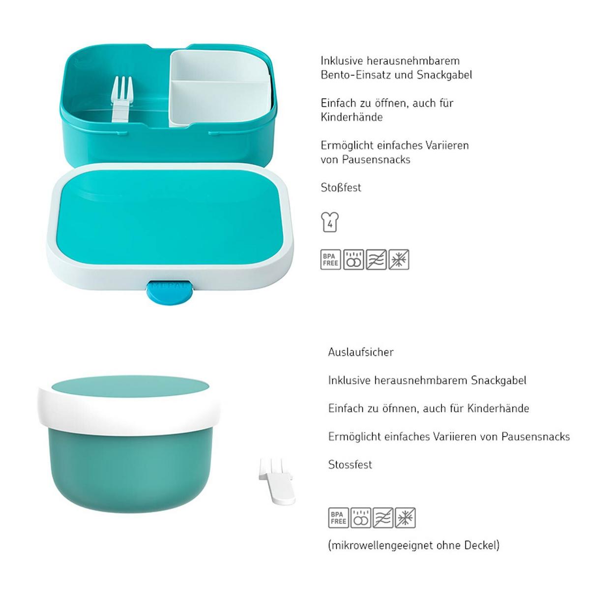 OBST- UND BENTOBOX Campus türkis 300 & 750 ml - Türkis, Kunststoff (2/2/2cm) - Mepal