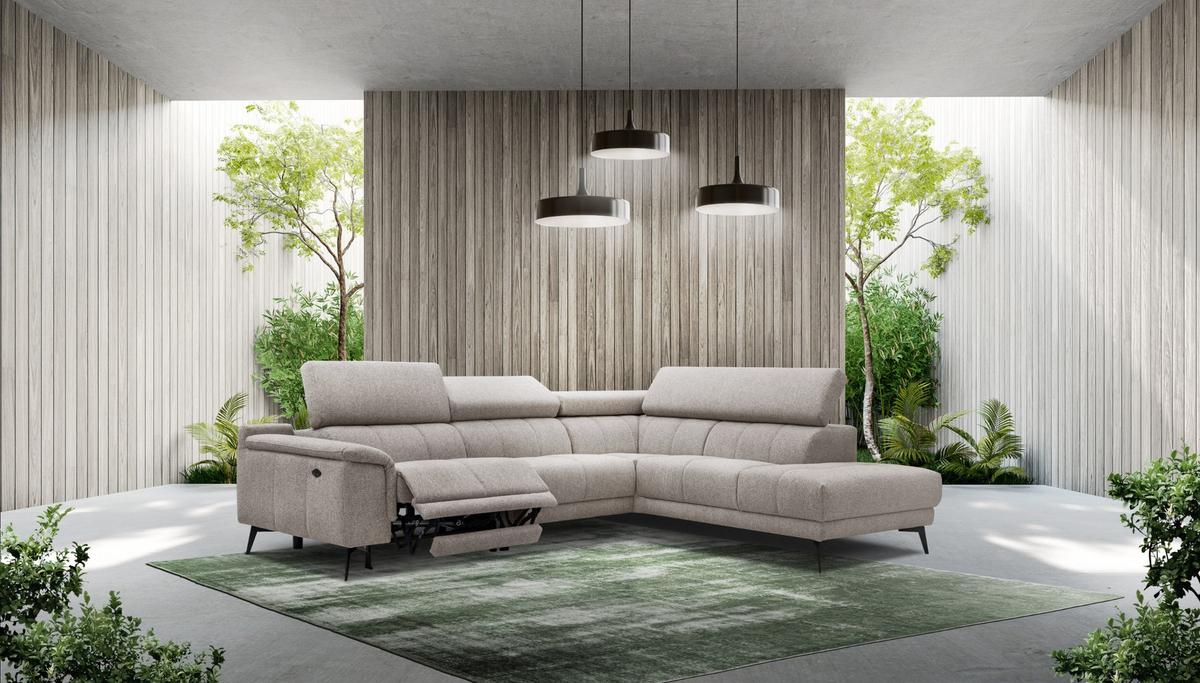 ECKSOFA FIERO 5-Sitzer mit 1 Relaxfunktion, taupe - Taupe, Holzwerkstoff/Textil (290/228cm) - Wozimo