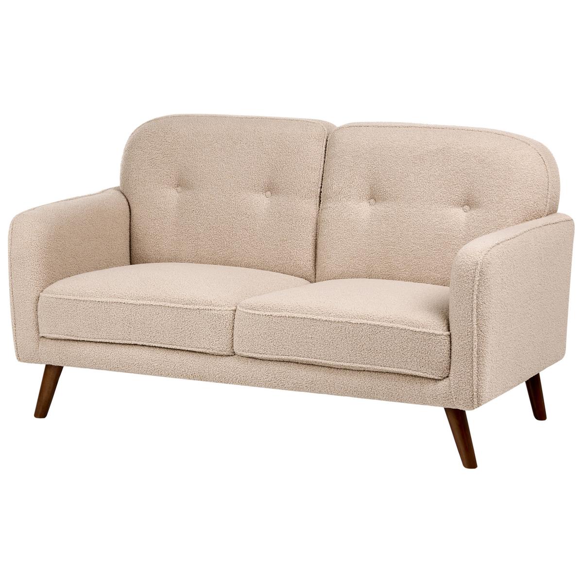 2-SITZER-SOFA Bouclé Beige Ettrum - Beige/Braun, Textil (149/87/84cm) - Beliani