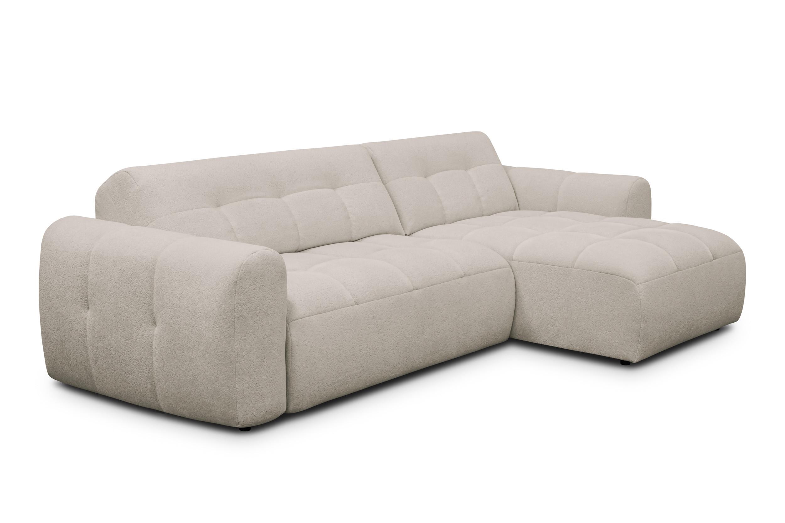 ECKSOFA LUMERO 4-Sitzer RECHTS, creme - Ecru/Schwarz, Holz/Textil (275/166cm) - Courtois Laville