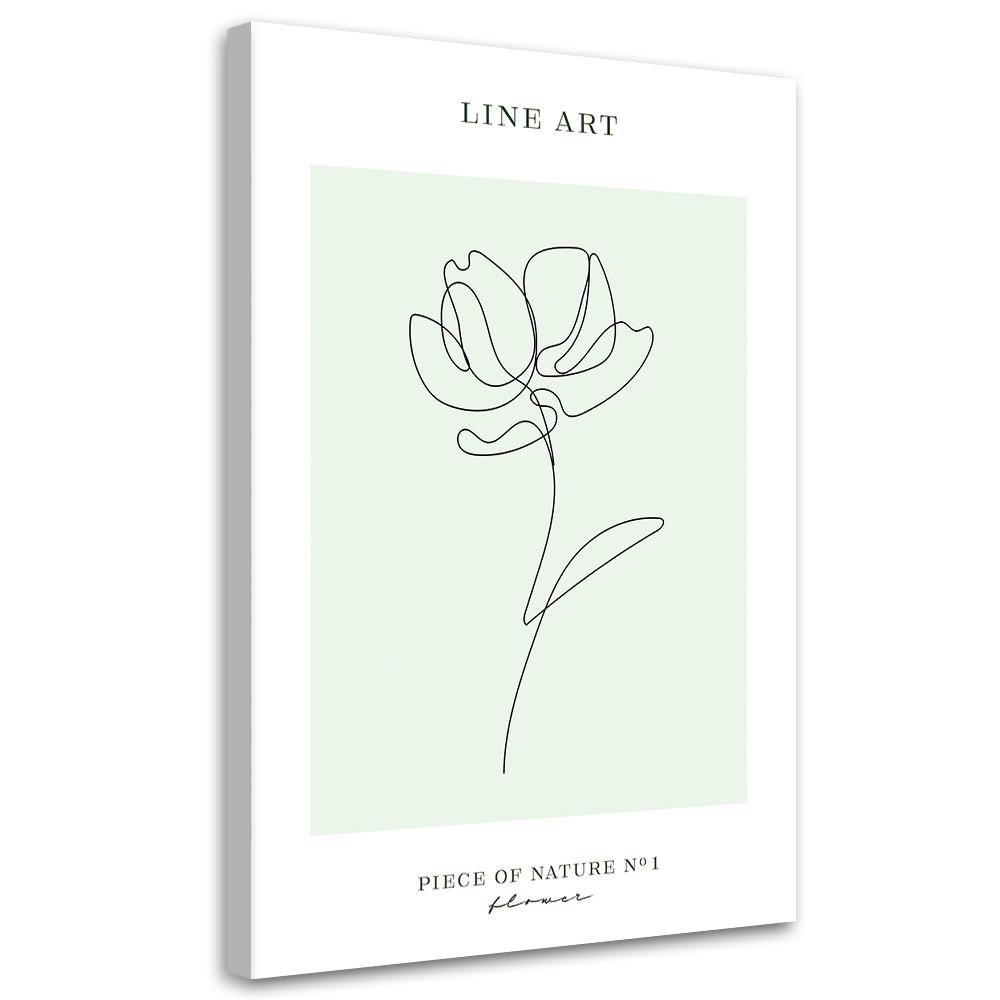 WANDBILD blume line art - Türkis, Textil (40/60cm) - Feeby