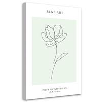 WANDBILD blume line art - Türkis, Textil (40/60cm) - Feeby