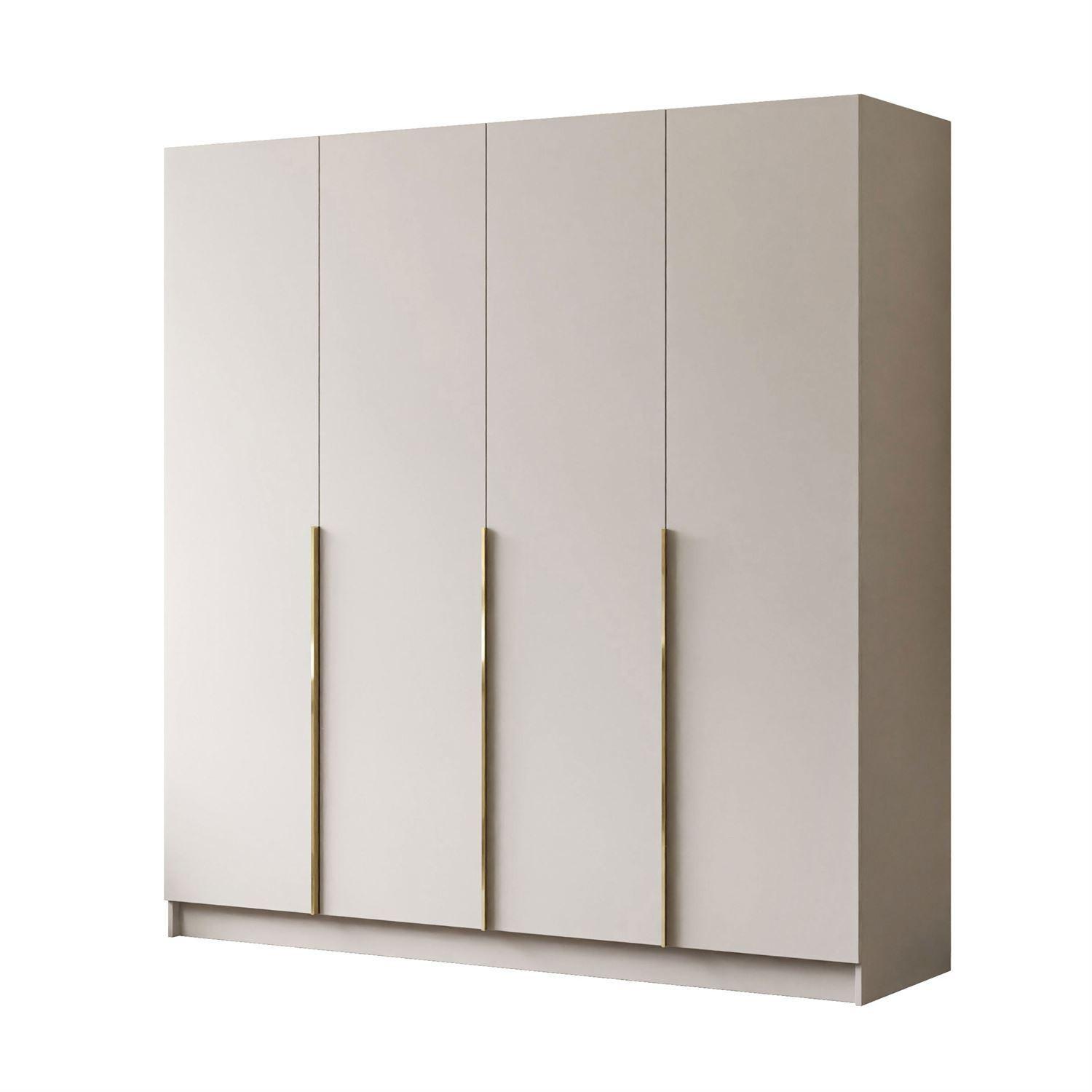 KLEIDERSCHRANK AUREL 4D in KASCHMIR mit goldenen Griffen - Kaschmir/Goldfarben, Holzwerkstoff (200/200/57cm) - Lookway