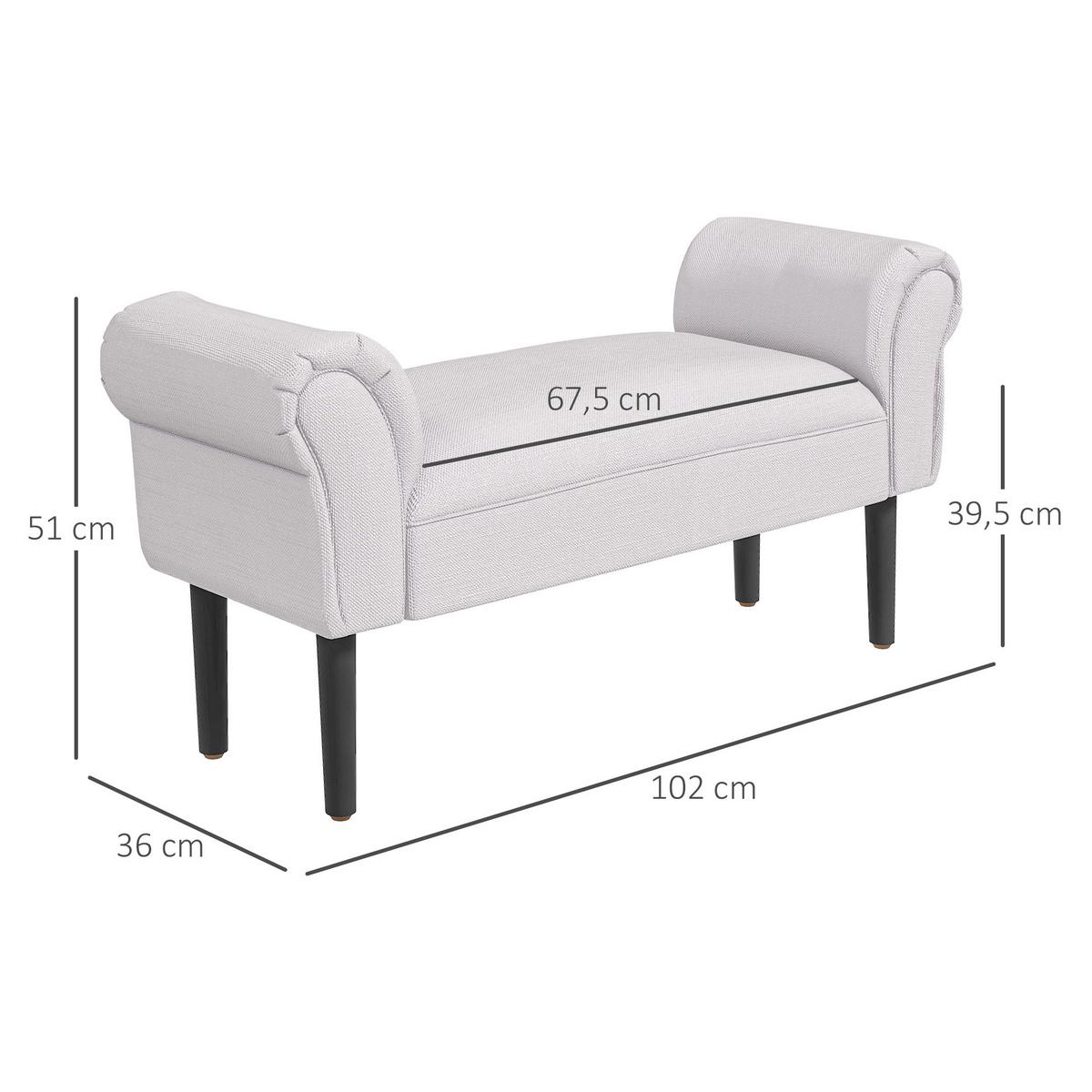 SITZBANK für Schlafzimmer Flurbank Polsterbank MDF Schaumstoff Grauweiß - Grau, Kunststoff (36/51/102cm) - HOMCOM