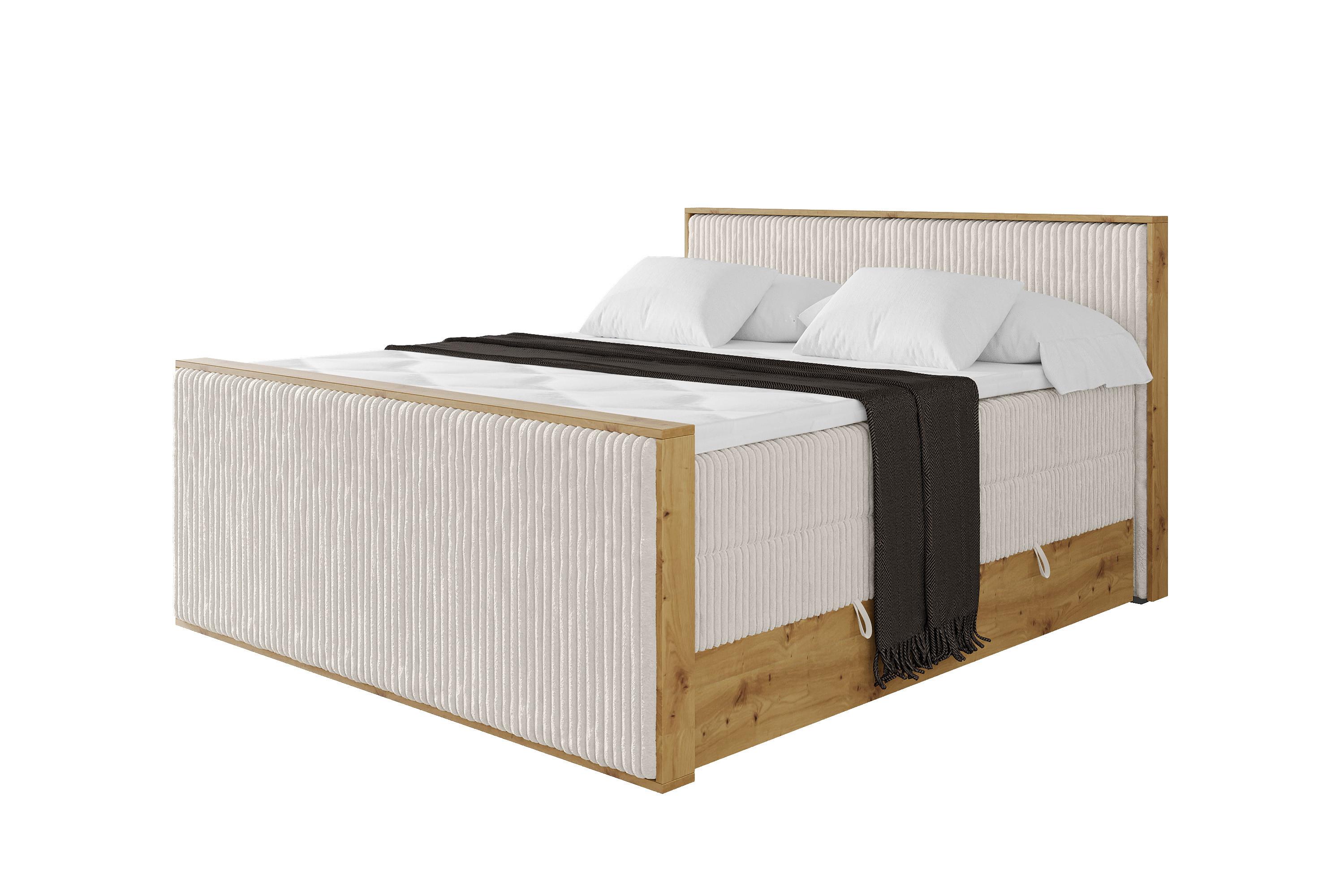 BOXSPRINGBETT LOLLI9 -Z-KING 140x200 - H3/H4 Creme - Creme, Holzwerkstoff (140/200cm) - ALTDECOR
