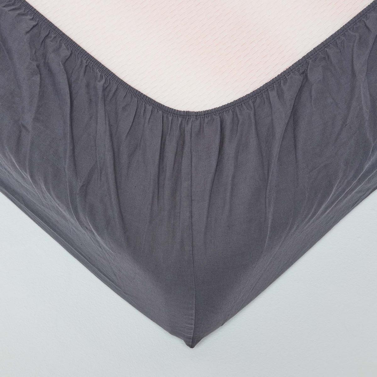 LEINEN-SPANNBETTLAKEN extra hoch, 60% Leinen & 40% Baumwolle - Dunkelgrau, Textil (150/200cm) - Homescapes