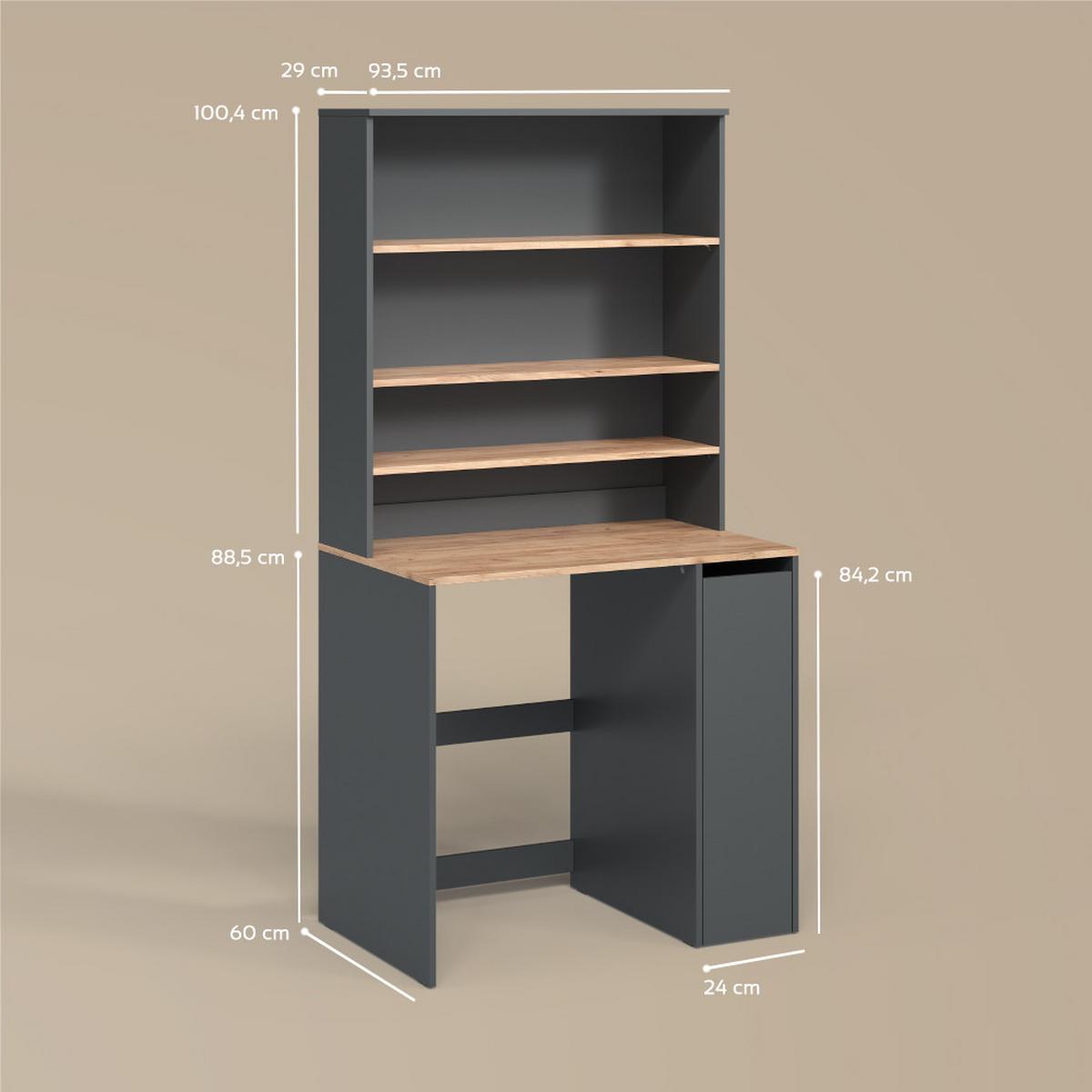 WASCHMASCHINENSCHRANK Paolina Anthrazit/Goldkraft Eiche 93.6 x 88.2 cm 2 Teile mit Schrank und Regal - Honigeiche/Anthrazit, Holzwerkstoff (93.6/88.2/60cm) - Livinity®