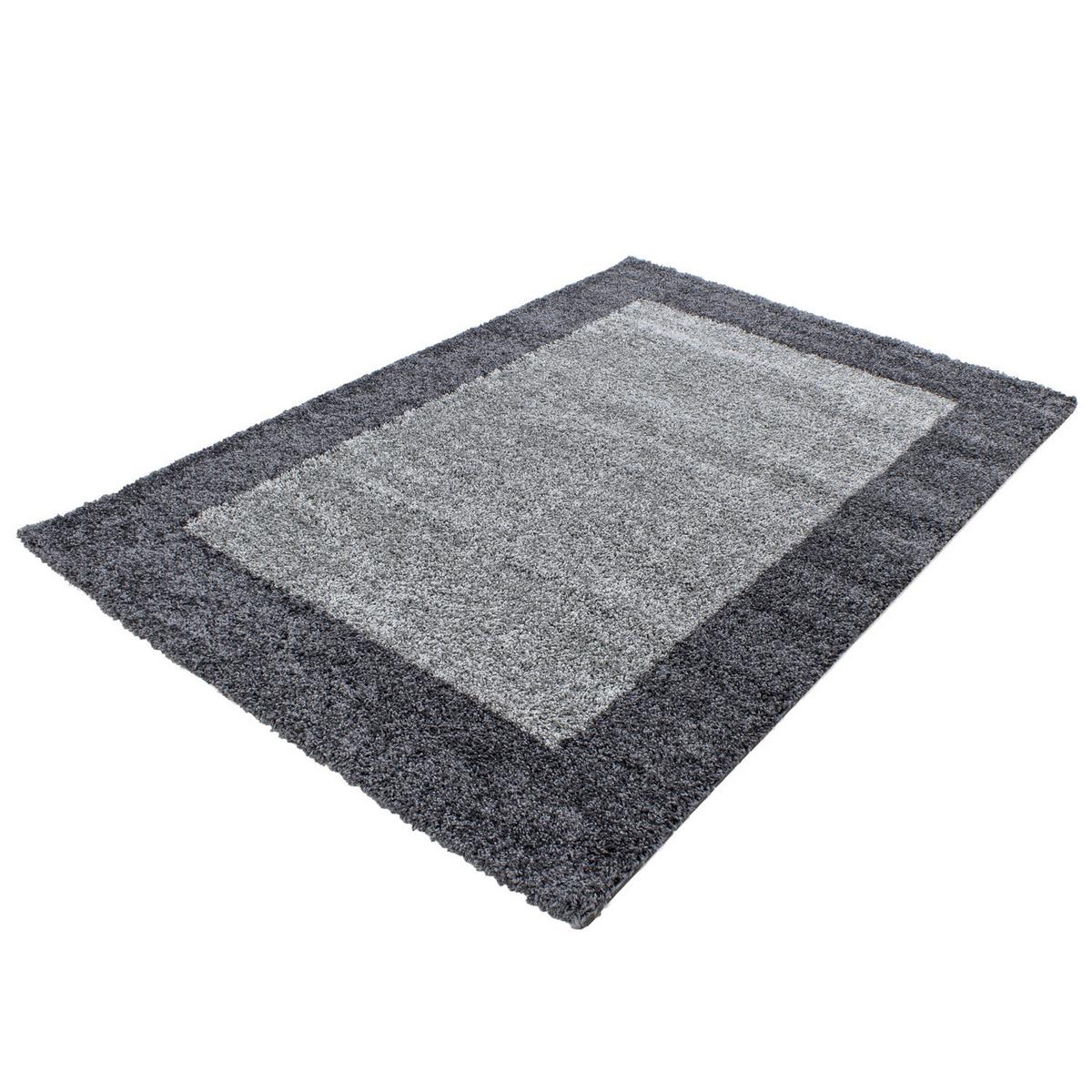 TEPPICH Hochflor RHEIN in Grau, mit Bordüre, 300 x 400 cm - Grau, Textil (300/400cm) - KADIMA DESIGN