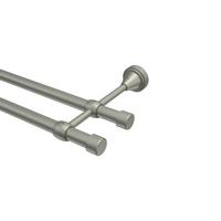 GARDINENSTANGE Primus Lucan 180 cm, 2-läufig (ohne Ringe), 16 mm Ø Chrom matt - Chromfarben/Nickelfarben, Metall (180cm) - INTERDECO