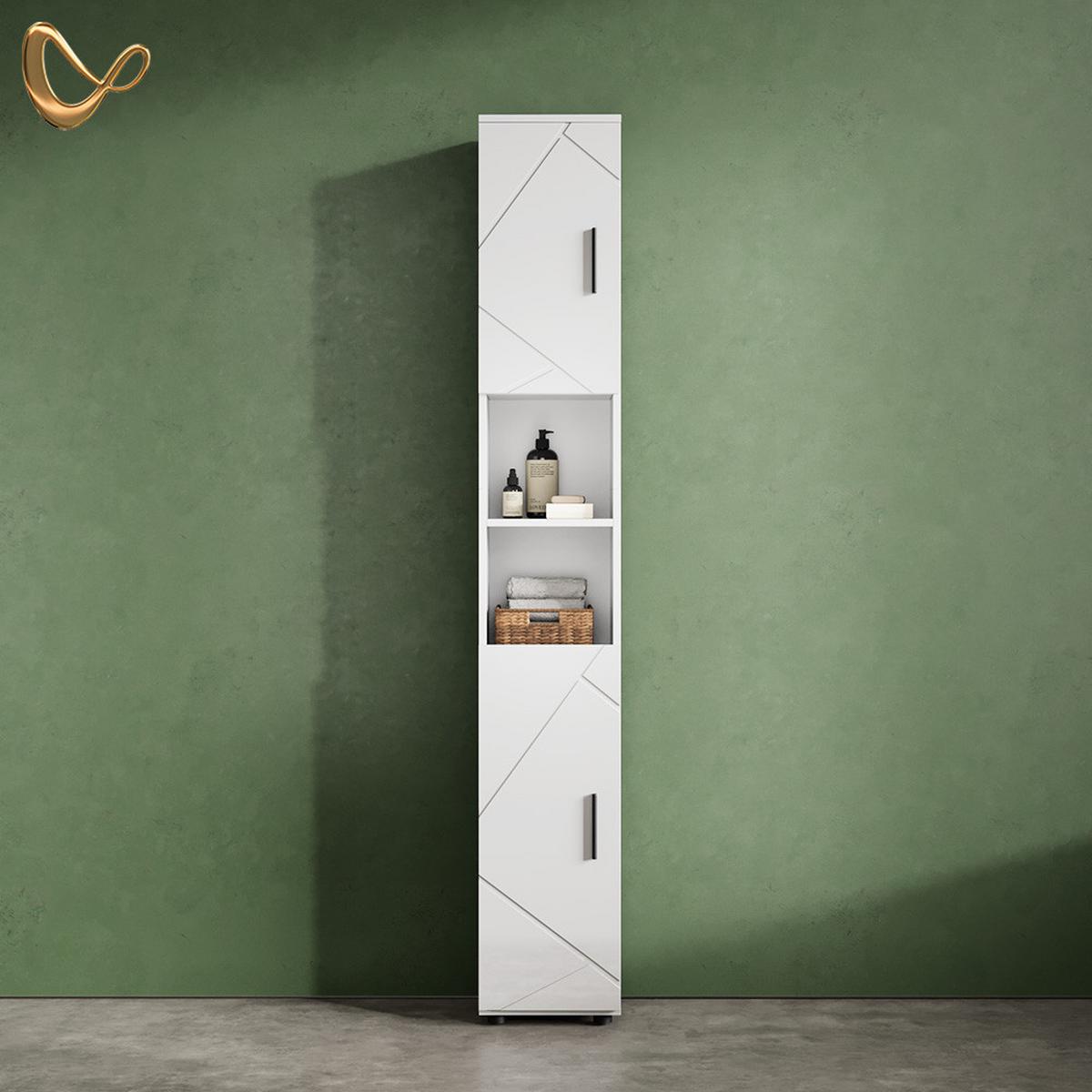 BADSCHRANK Ronco Weiß Hochglanz 30 x 192 cm - Weiß Hochglanz, Holzwerkstoff (30/192/30cm) - Livinity®