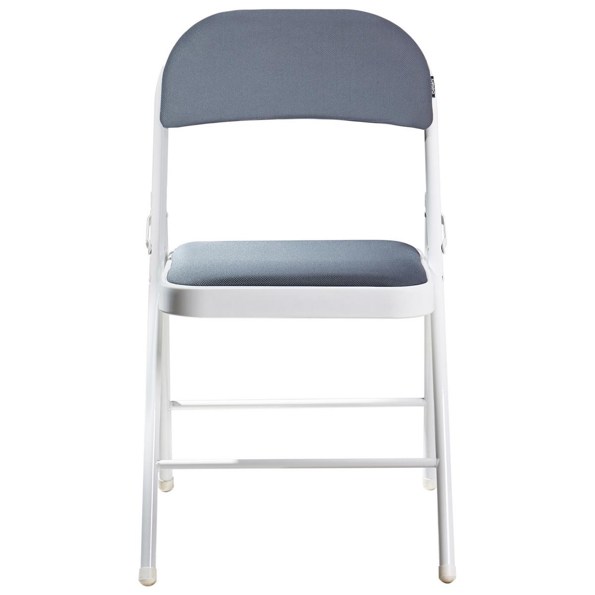 KLAPPSTUHL 4er-Set Metall Dunkelgrau/Weiß Sparks - Dunkelgrau, Metall (45/77/47cm) - Beliani